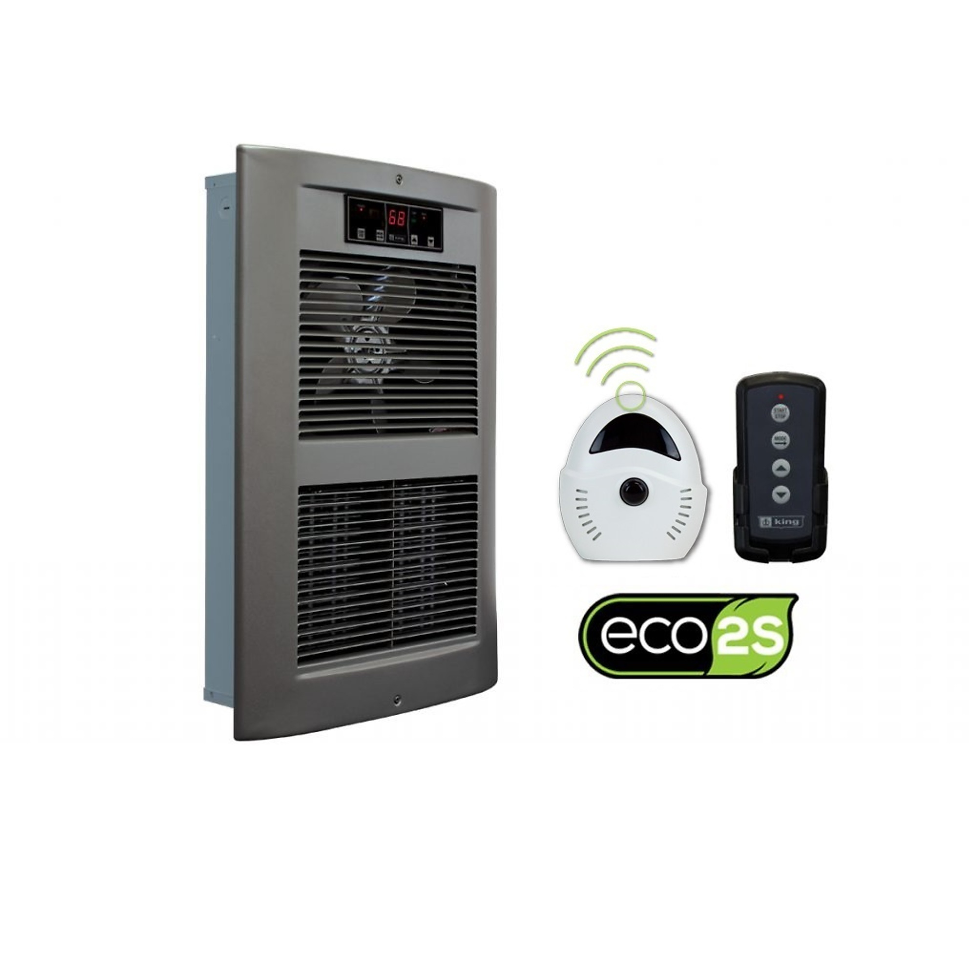 King Electric Large Electronic 2-Stage Wall Heater, Heat Output 15355 Btu/hour, Heating Capability 450 ft², Model# LPW2445-ECO-SN-R